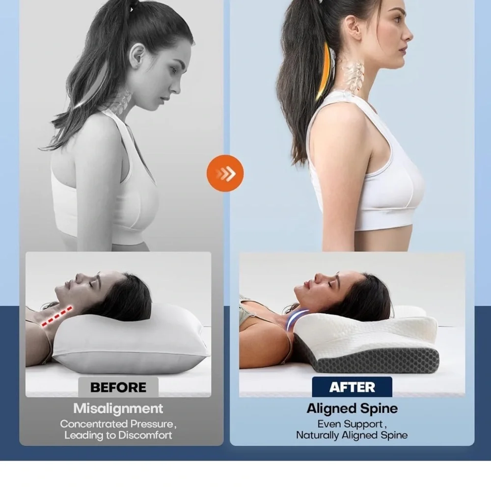 Contoured White and Gray Pillow for Customized Support